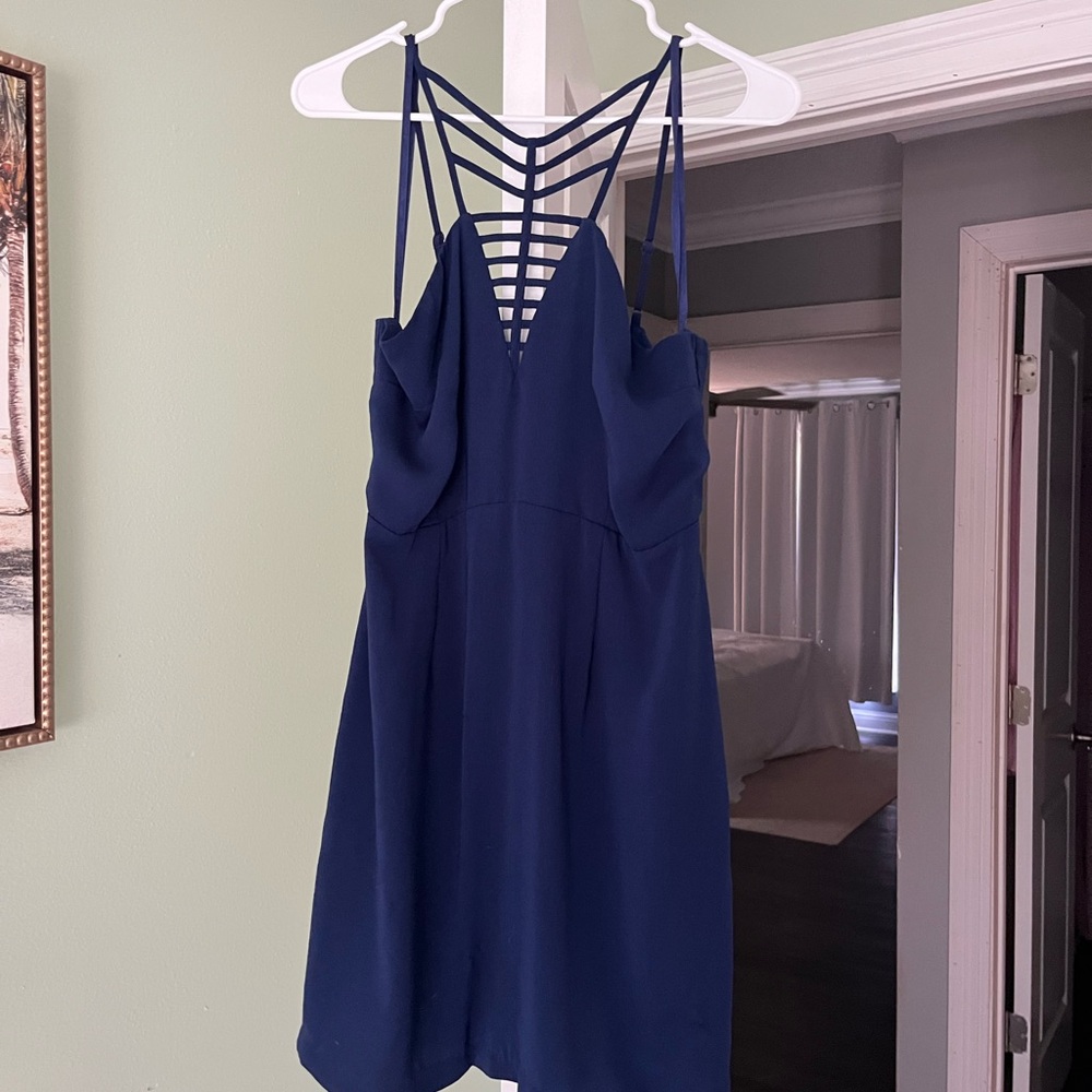 Elegant Navy Blue Strappy Dress